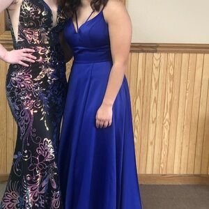 Blue Women’s Dress Sleeveless V-Neck